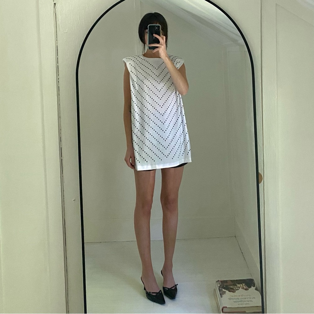 Munthe Singa Chevron Rivet Tank Top in White NWT Size 36